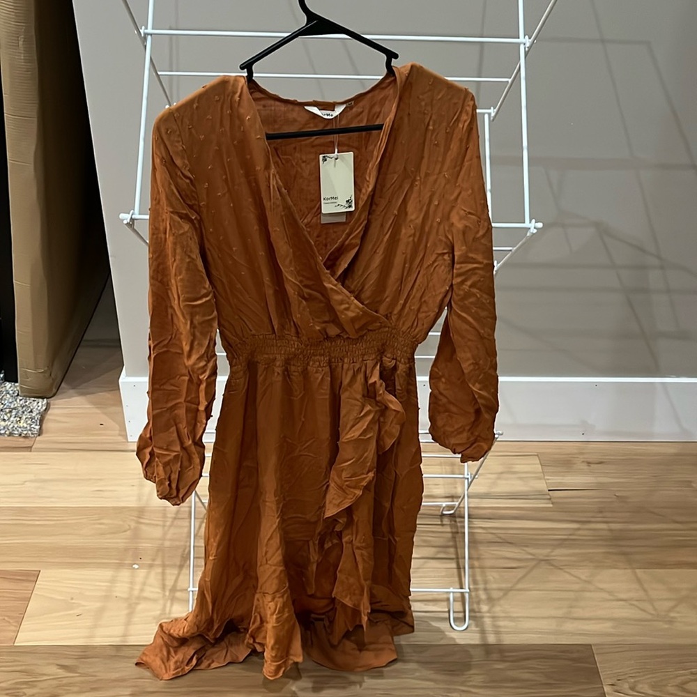 Orange loose midi dress
